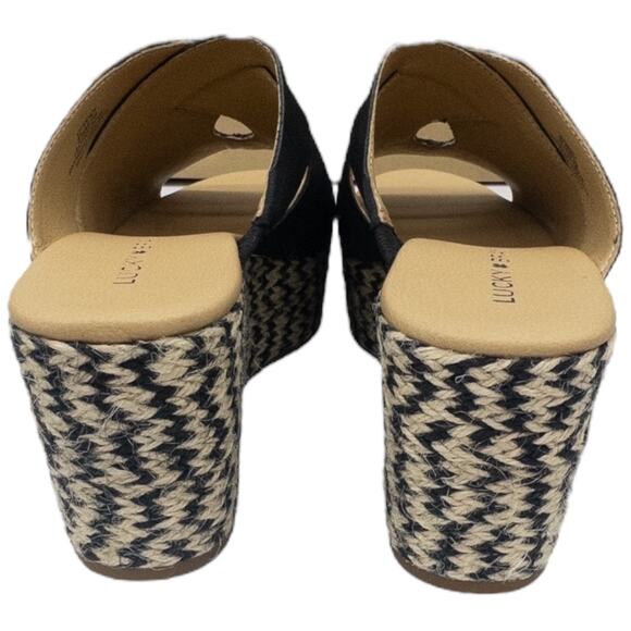 Lucky Brand Genzy Platform Espadrille Wedge Sandals Women's 8.5 Black - Picture 5 of 6